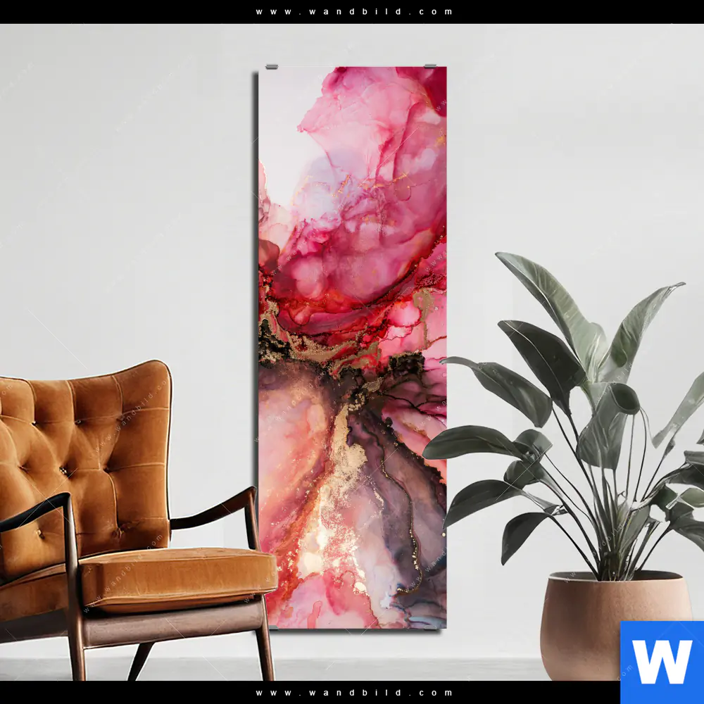 Alu-Dibond Bild | Fluid Art Rot & Braun | Schmal