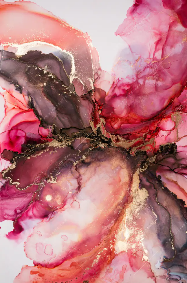 Alu-Dibond Bild | Fluid Art Rot & Braun | Schmal - Image 5