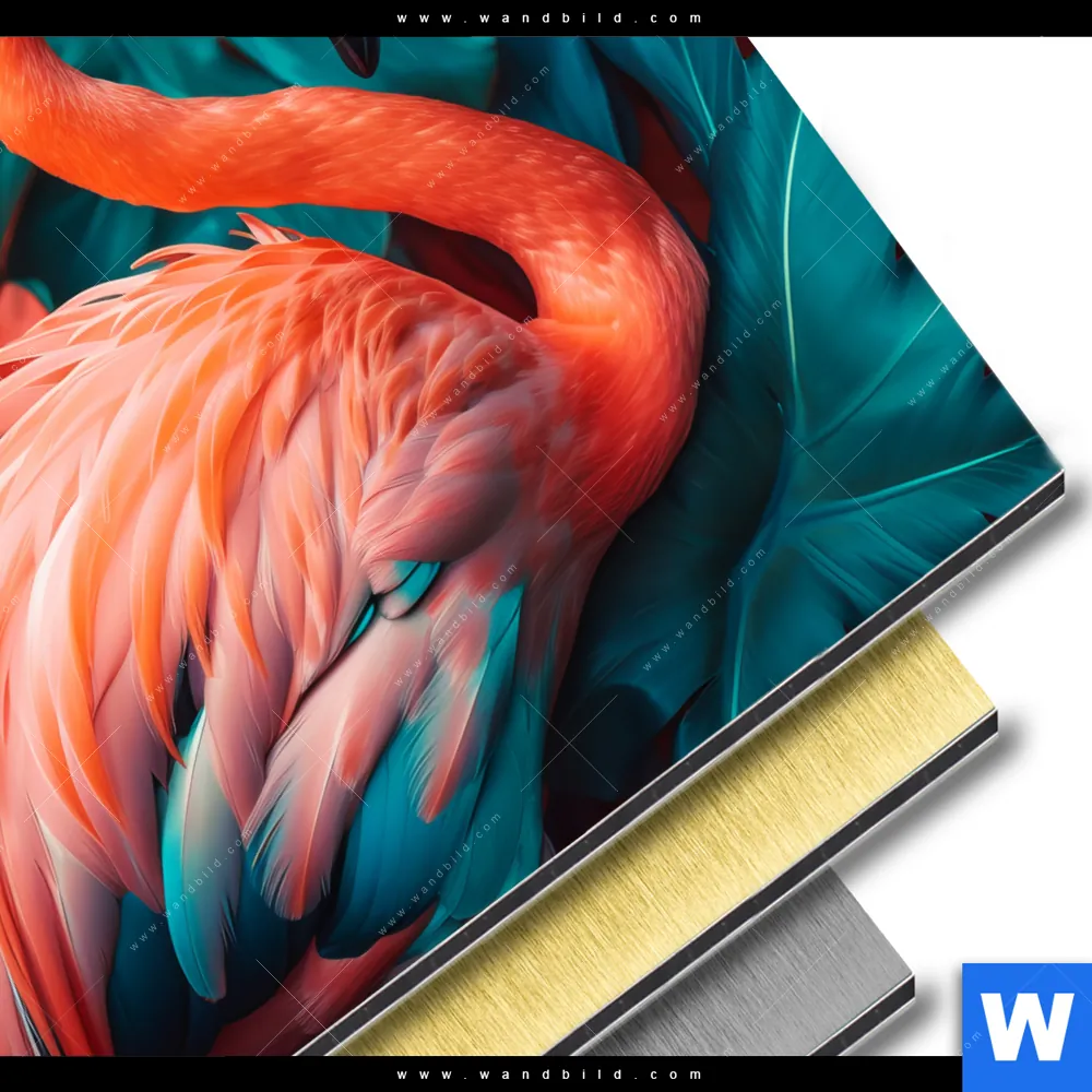 Aluminiumbild gebürstet | Tropischer Flamingo Traum | Rund - Image 3