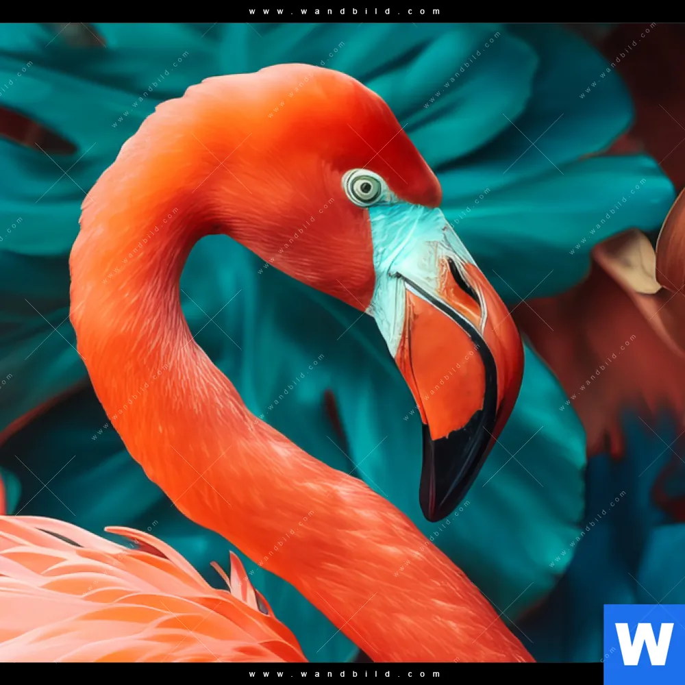 Aluminiumbild gebürstet | Tropischer Flamingo Traum | Rund - Image 4