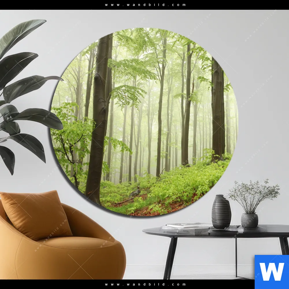 Aluminiumbild gebürstet | Unberührte Natur - Der Wald | Rund