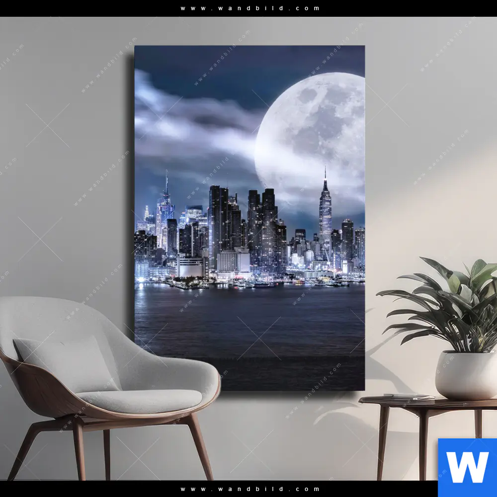 Leinwandbild | Manhattan - Giganten im Silberlicht | Hochformat