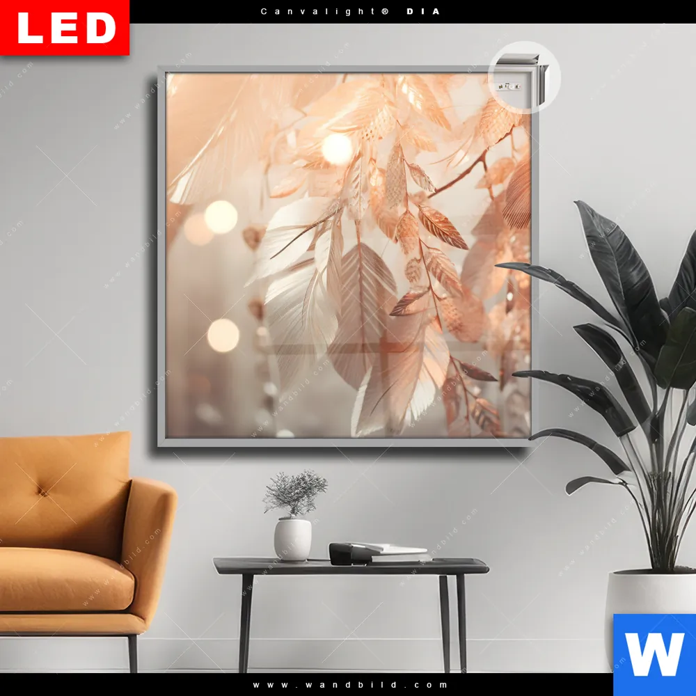 Leuchtbild Acrylglas Canvalight® DIA | Blätter im Sonnenlicht | Quadrat