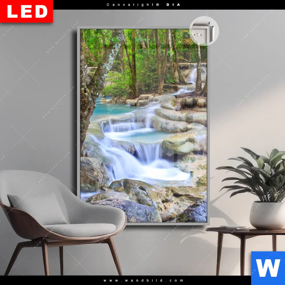Leuchtbild Acrylglas Canvalight® DIA | Exotischer Wasserfall | Hochformat