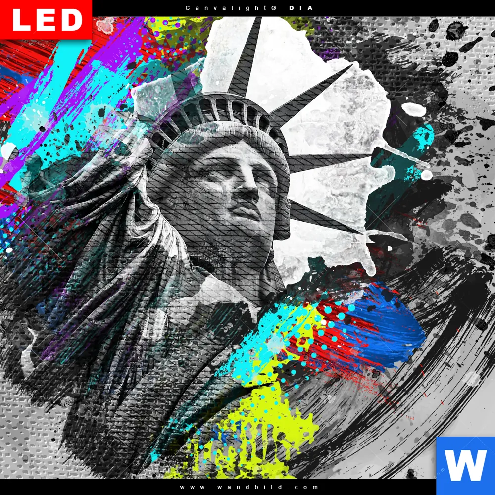 Leuchtbild Acrylglas Canvalight® DIA | Freiheitsstatue Pop Art No.1 | Panorama - Image 4