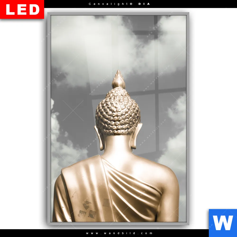 Leuchtbild Acrylglas Canvalight® DIA | Goldene Buddha Statue | Hochformat - Image 2