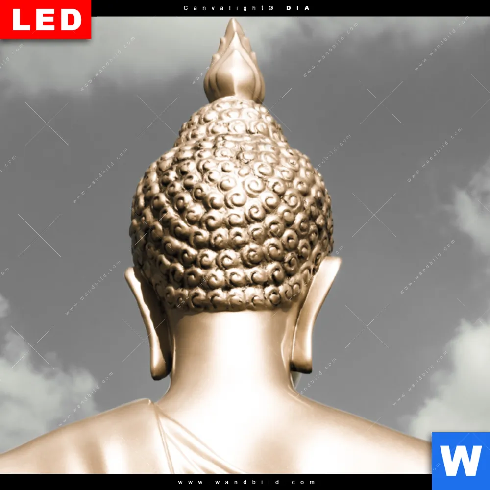 Leuchtbild Acrylglas Canvalight® DIA | Goldene Buddha Statue | Hochformat - Image 4