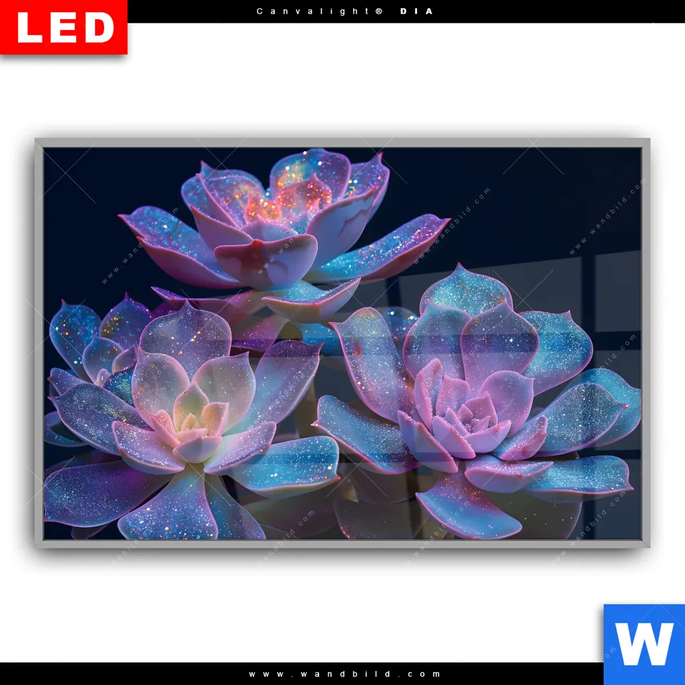 Leuchtbild Acrylglas Canvalight® DIA | Neon Sukkulenten | Querformat - Image 2