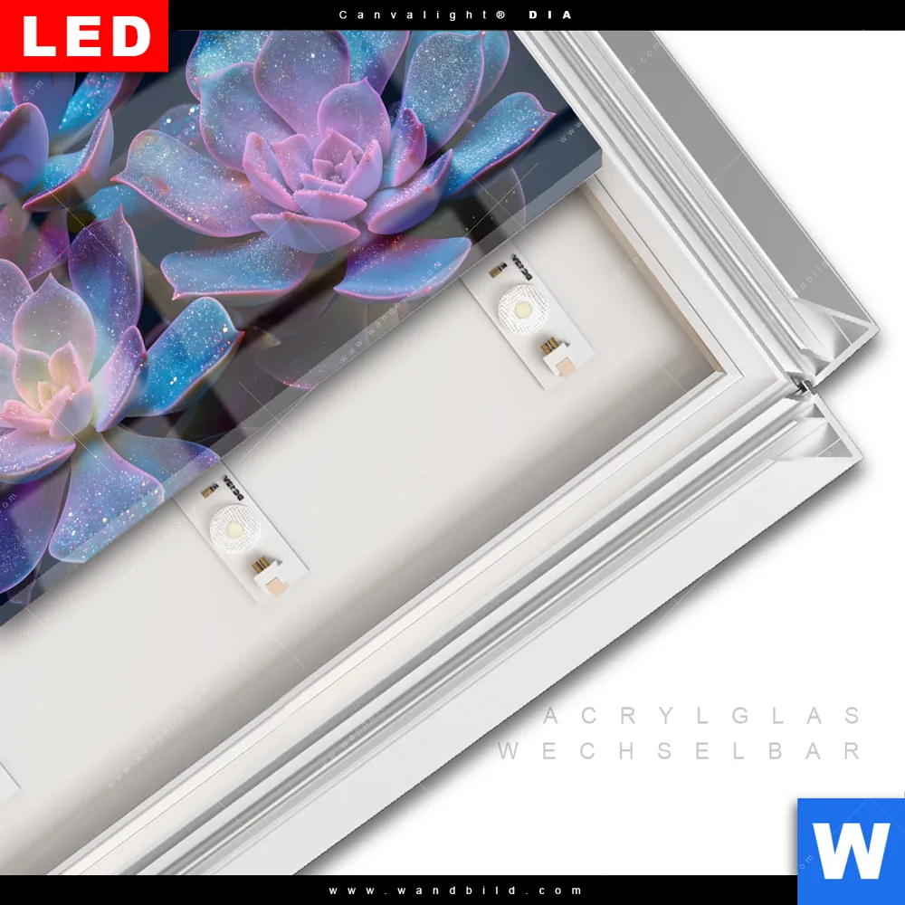 Leuchtbild Acrylglas Canvalight® DIA | Neon Sukkulenten | Querformat - Image 3