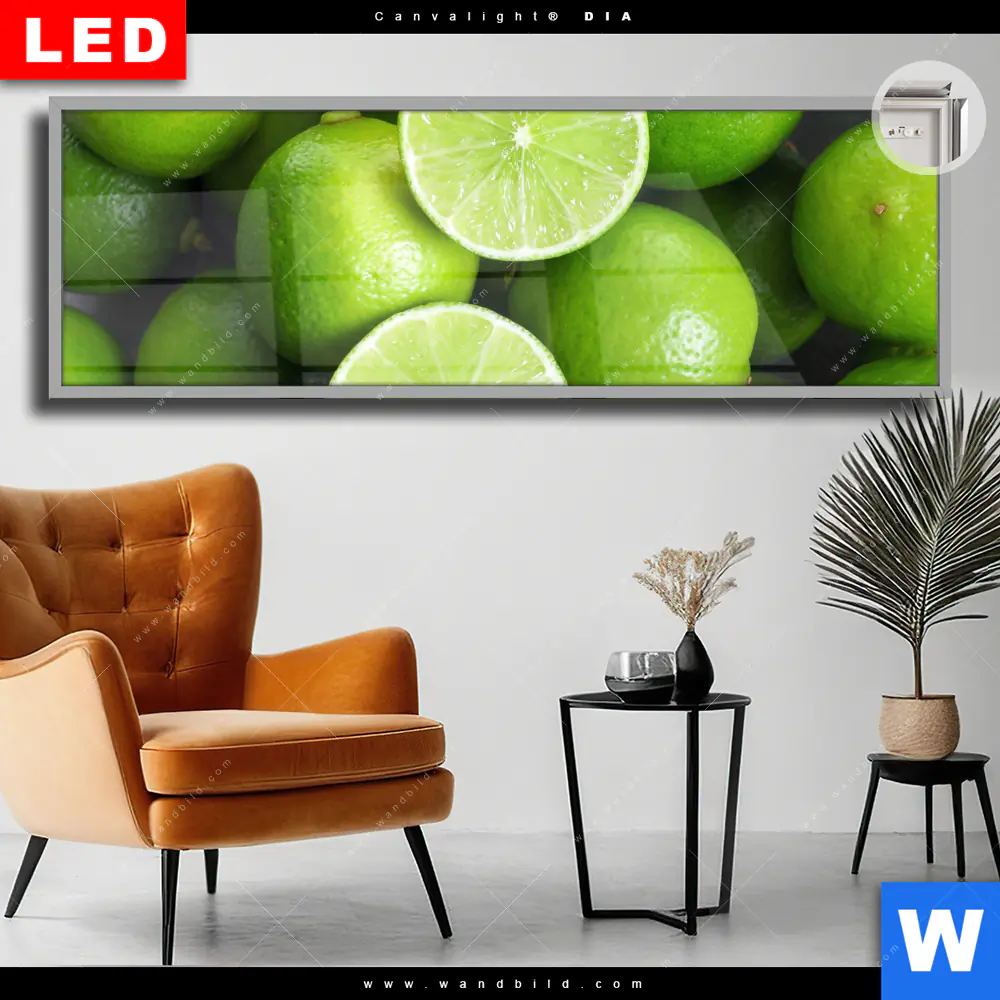 Leuchtbild Acrylglas Canvalight® DIA | Saftige Limetten voller Energie | Panorama