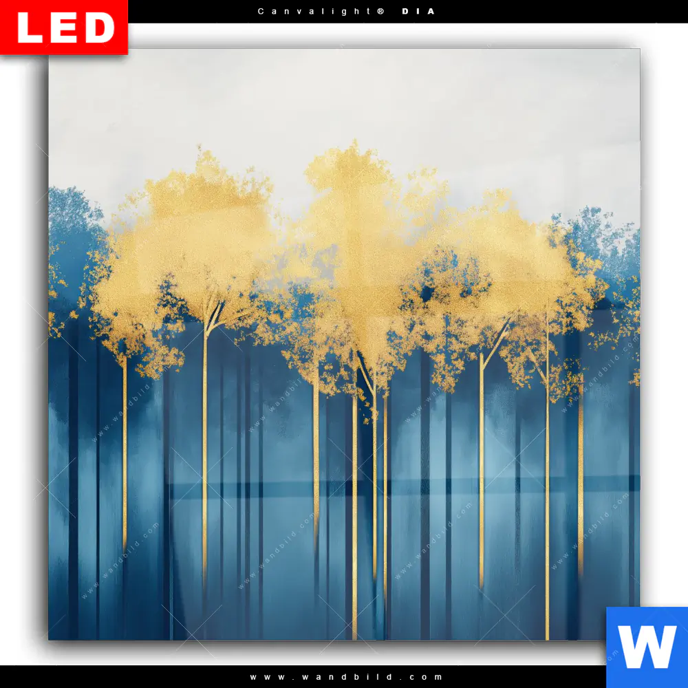Wechselmotiv Acrylglas Canvalight® DIA | Abstrakter Wald - Blau & Gold | Quadrat - Image 2