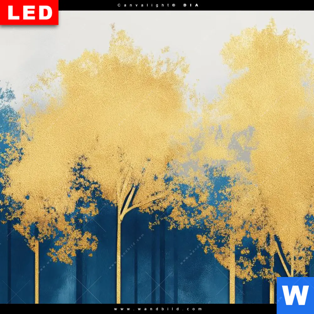 Wechselmotiv Acrylglas Canvalight® DIA | Abstrakter Wald - Blau & Gold | Quadrat - Image 4