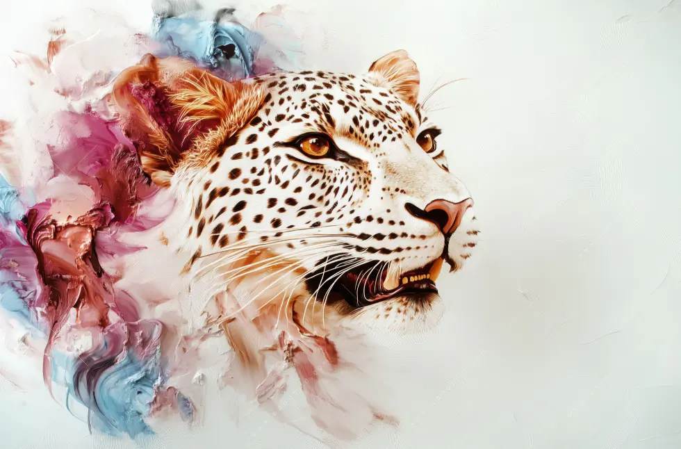 Wechselmotiv Acrylglas Canvalight® DIA | Leopard in Farbexplosion | Schmal - Image 5