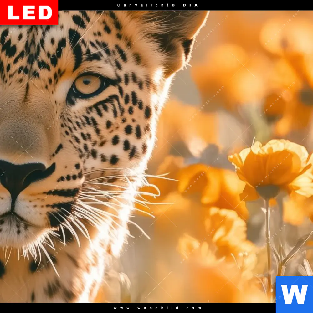 Wechselmotiv Acrylglas Canvalight® DIA | Leopardentraum in Orange | Panorama - Image 4