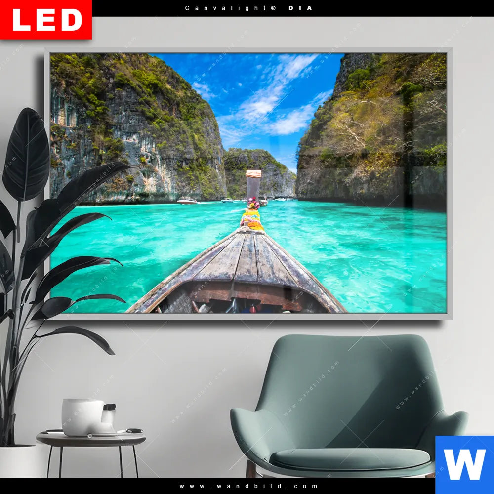 Wechselmotiv Acrylglas Canvalight® DIA | Longtail-Boot | Querformat